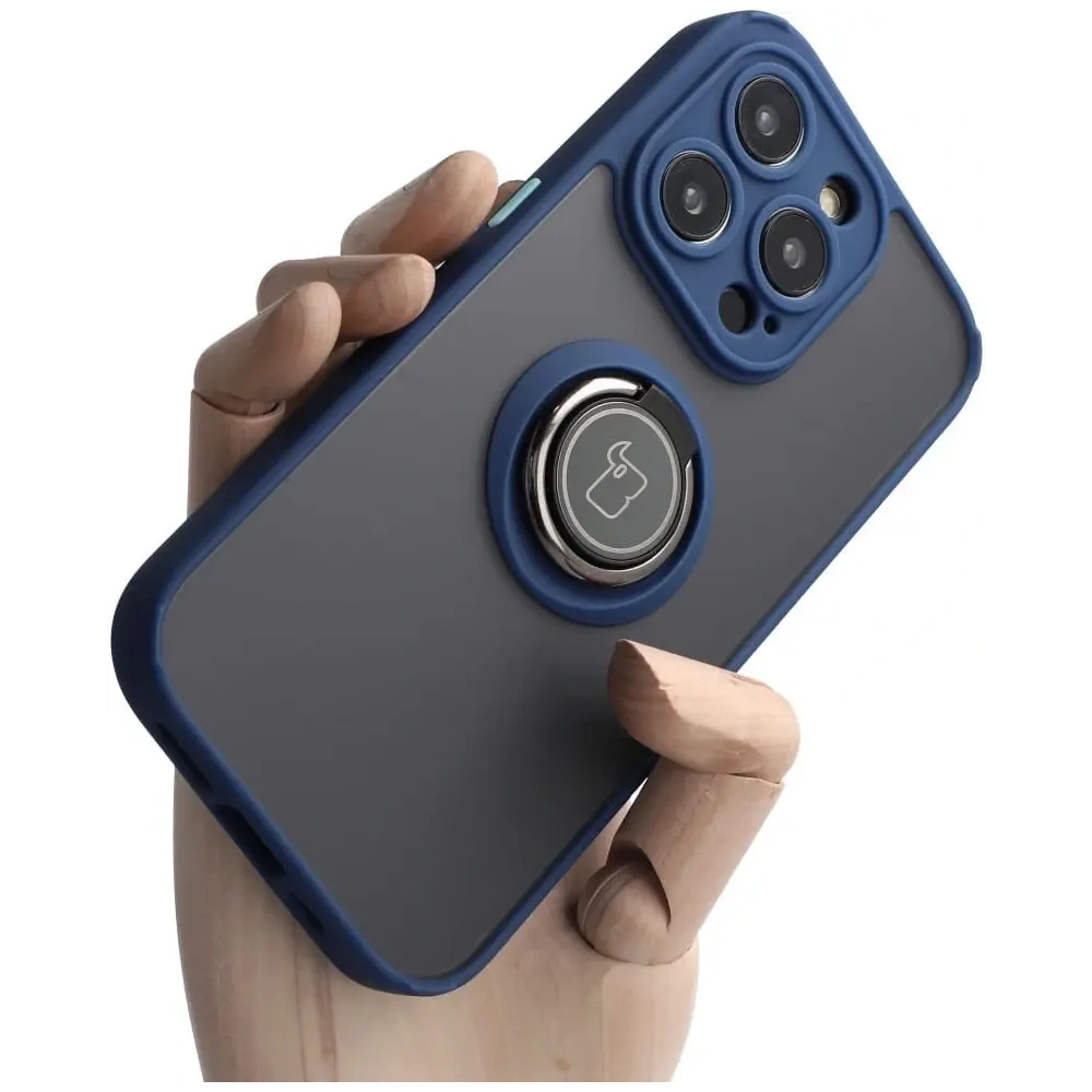 Wholesale Bizon Case Hybrid Ring Apple iPhone 14 Pro smoky with a navy blue frame - BIZ235 - {ean13} - Hurt