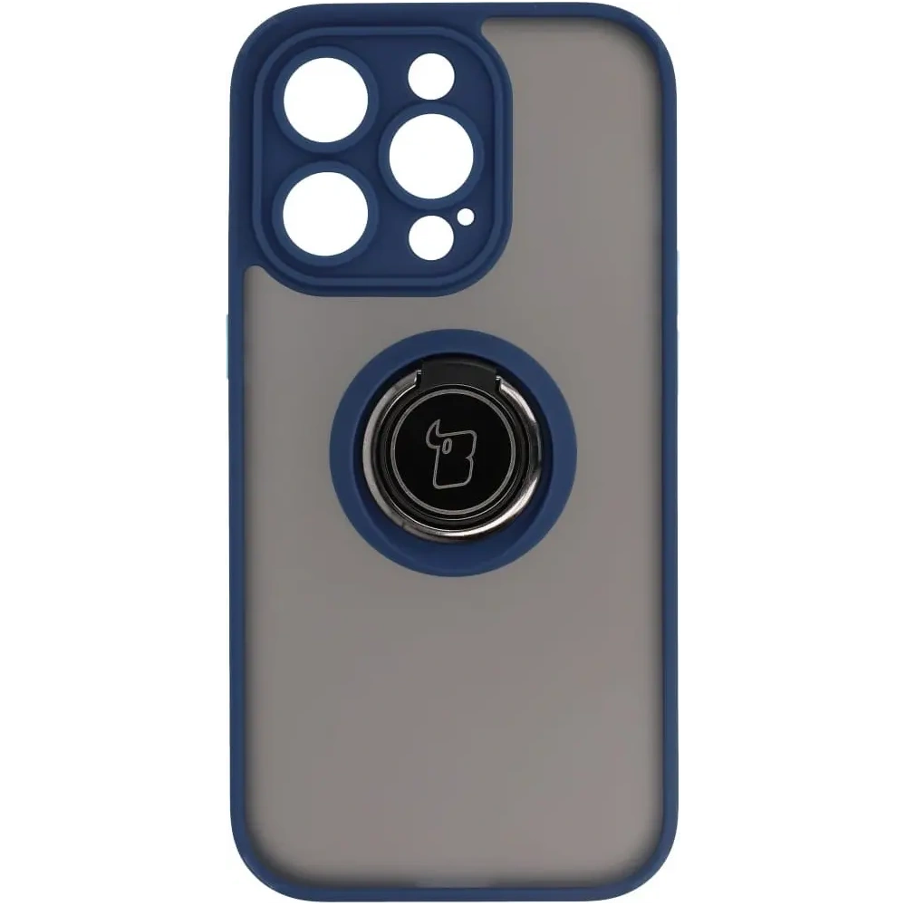 Wholesale Bizon Case Hybrid Ring Apple iPhone 14 Pro smoky with a navy blue frame - BIZ235 - {ean13} - Hurt