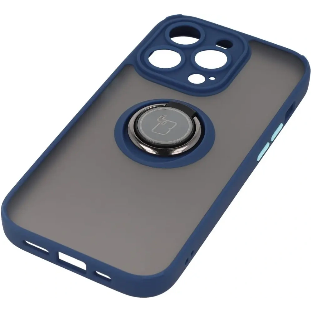 Wholesale Bizon Case Hybrid Ring Apple iPhone 14 Pro smoky with a navy blue frame - BIZ235 - {ean13} - Hurt