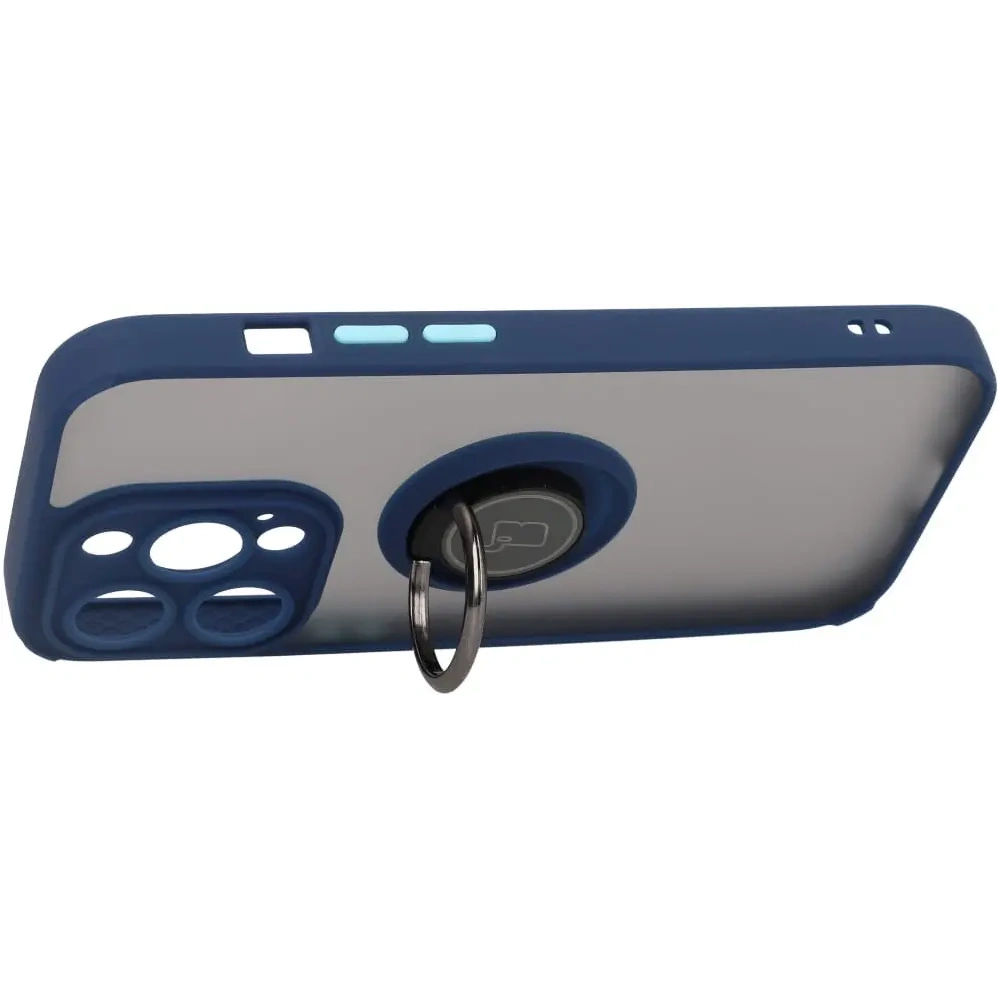 Wholesale Bizon Case Hybrid Ring Apple iPhone 14 Pro smoky with a navy blue frame - BIZ235 - {ean13} - Hurt
