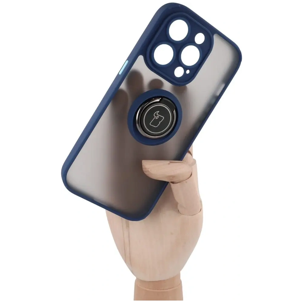 Wholesale Bizon Case Hybrid Ring Apple iPhone 14 Pro smoky with a navy blue frame - BIZ235 - {ean13} - Hurt