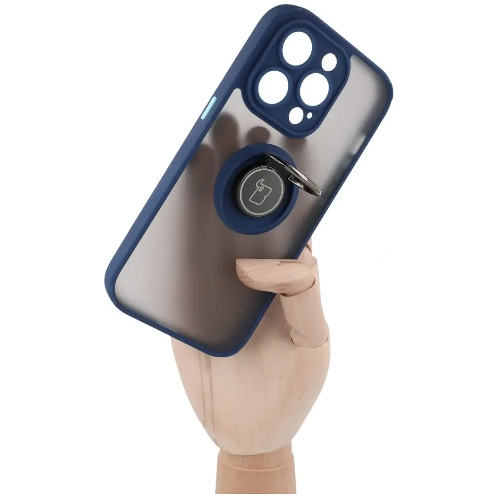 Wholesale Bizon Case Hybrid Ring Apple iPhone 14 Pro smoky with a navy blue frame - BIZ235 - {ean13} - Hurt