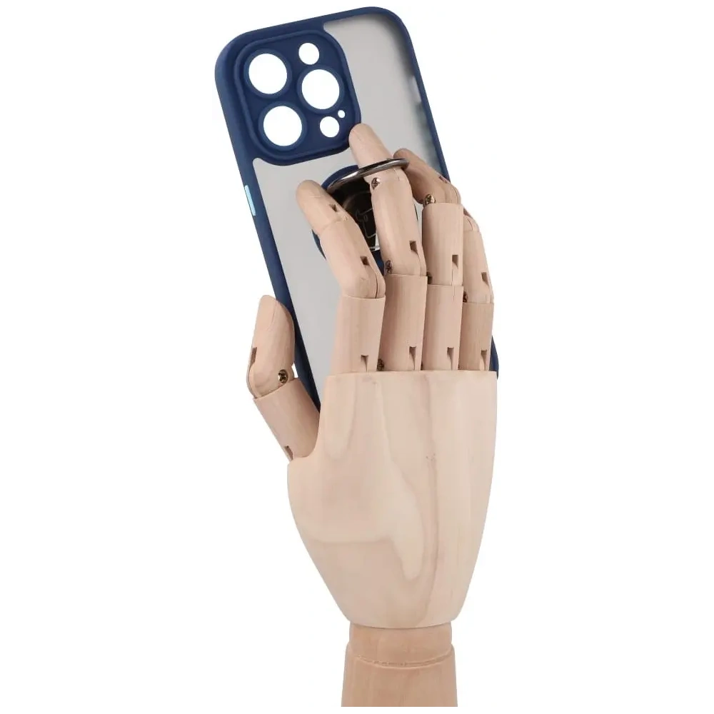Wholesale Bizon Case Hybrid Ring Apple iPhone 14 Pro smoky with a navy blue frame - BIZ235 - {ean13} - Hurt