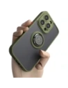 Bizon Case Hybrid Ring Apple iPhone 14 Pro smoky with a green frame