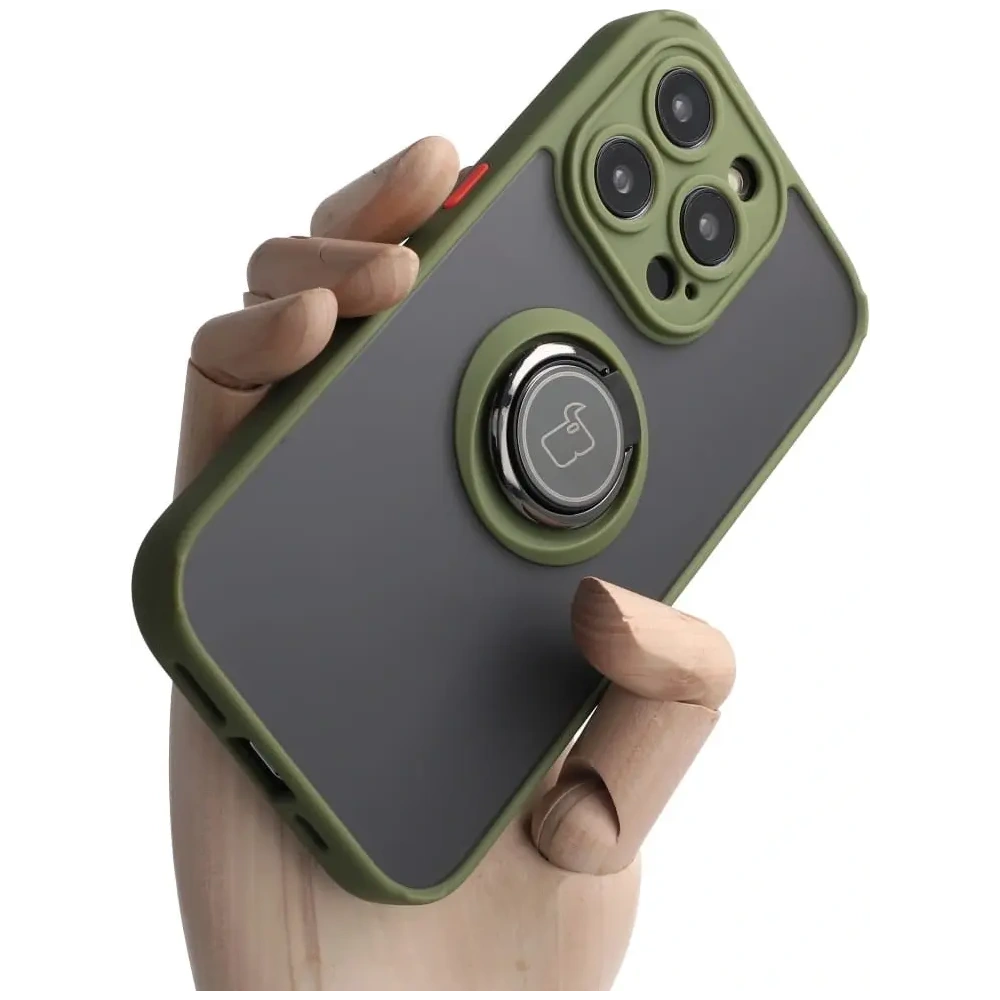 Wholesale Bizon Case Hybrid Ring Apple iPhone 14 Pro smoky with a green frame - BIZ238 - {ean13} - Hurt