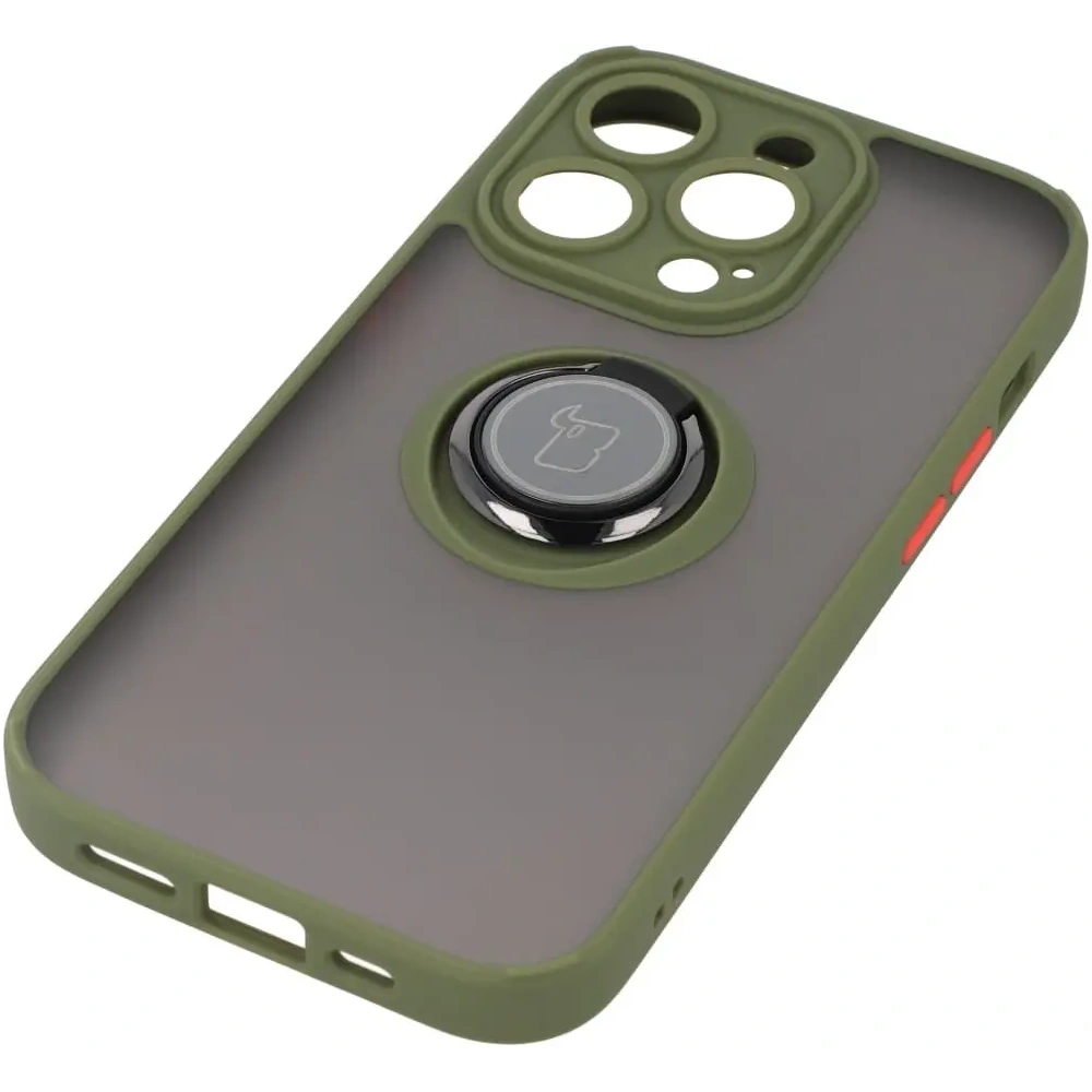 Wholesale Bizon Case Hybrid Ring Apple iPhone 14 Pro smoky with a green frame - BIZ238 - {ean13} - Hurt