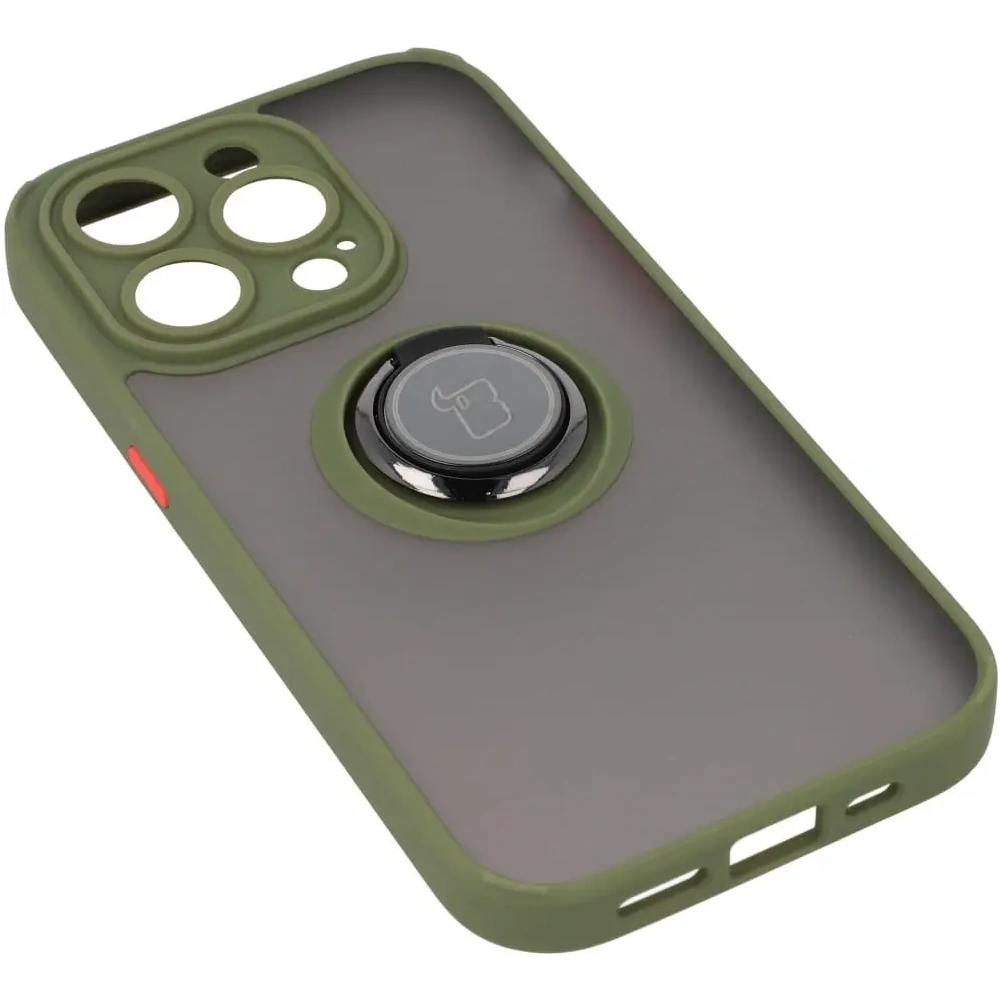 Wholesale Bizon Case Hybrid Ring Apple iPhone 14 Pro smoky with a green frame - BIZ238 - {ean13} - Hurt