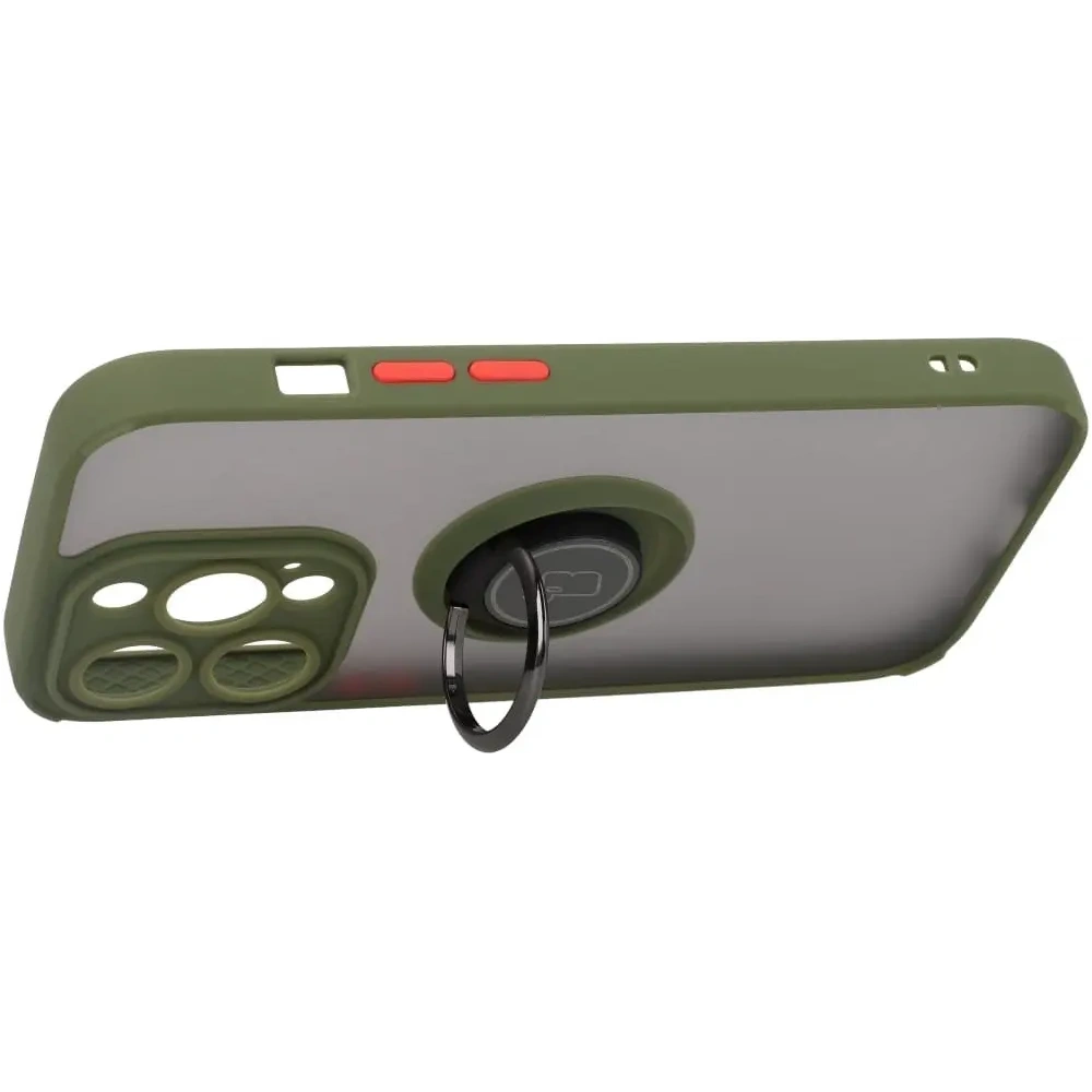 Wholesale Bizon Case Hybrid Ring Apple iPhone 14 Pro smoky with a green frame - BIZ238 - {ean13} - Hurt
