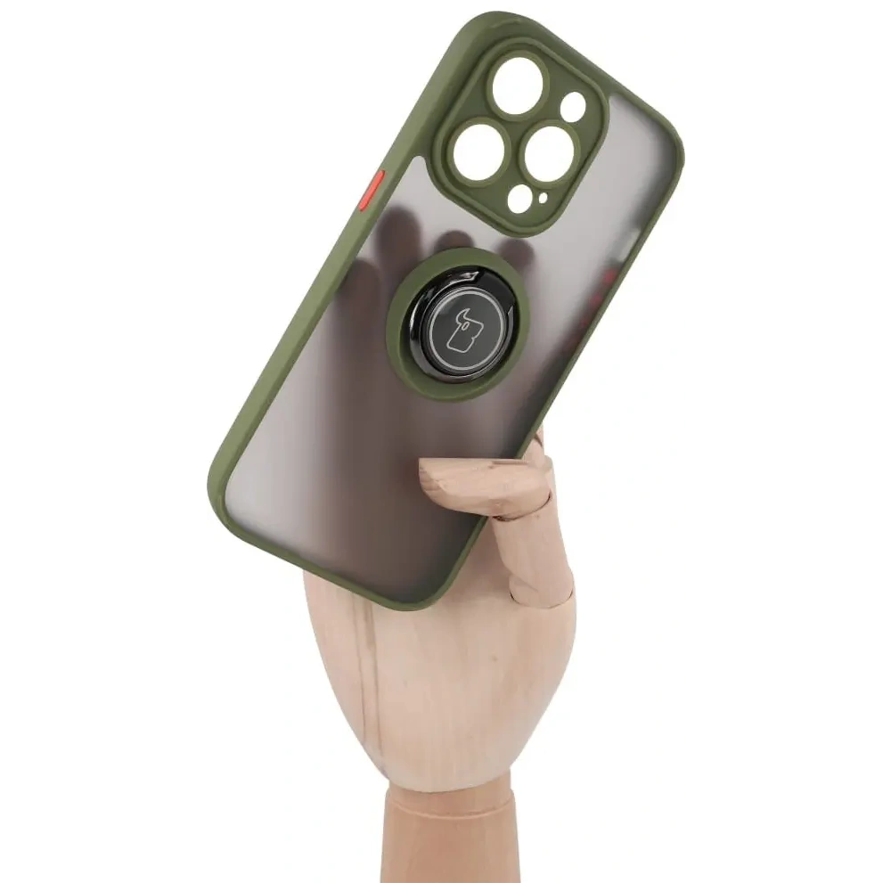 Wholesale Bizon Case Hybrid Ring Apple iPhone 14 Pro smoky with a green frame - BIZ238 - {ean13} - Hurt