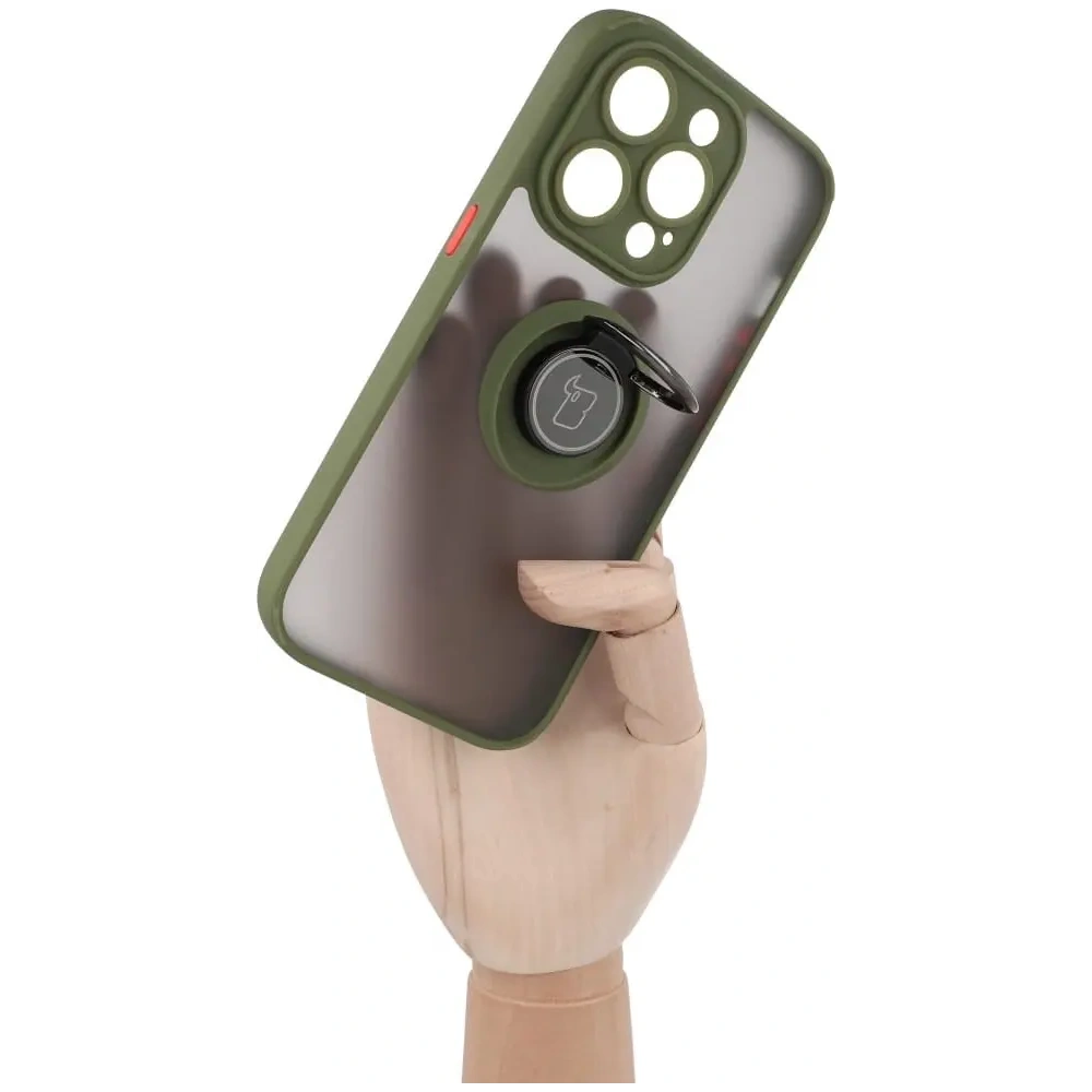 Wholesale Bizon Case Hybrid Ring Apple iPhone 14 Pro smoky with a green frame - BIZ238 - {ean13} - Hurt