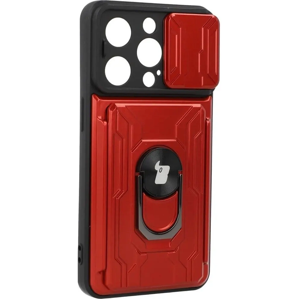 Wholesale Bizon Case Camshield Card Slot Ring Apple iPhone 14 Pro red - BIZ240 - {ean13} - Hurt