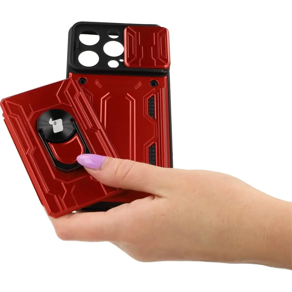 Wholesale Bizon Case Camshield Card Slot Ring Apple iPhone 14 Pro red - BIZ240 - {ean13} - Hurt