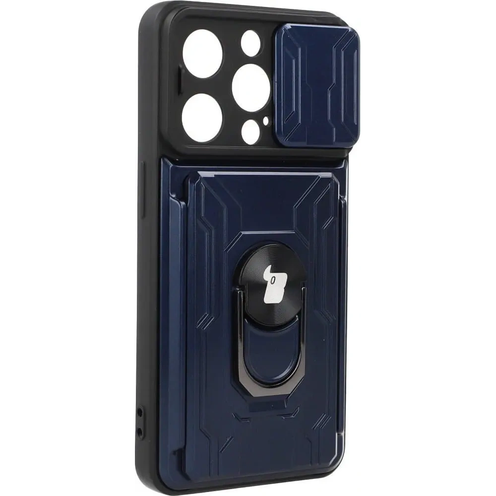 Hurtownia GSM - Bizon Case Camshield Kártya Slot Gyűrű Apple iPhone 14 Pro sötétkék - BIZ241 - {ean13} - Hurt