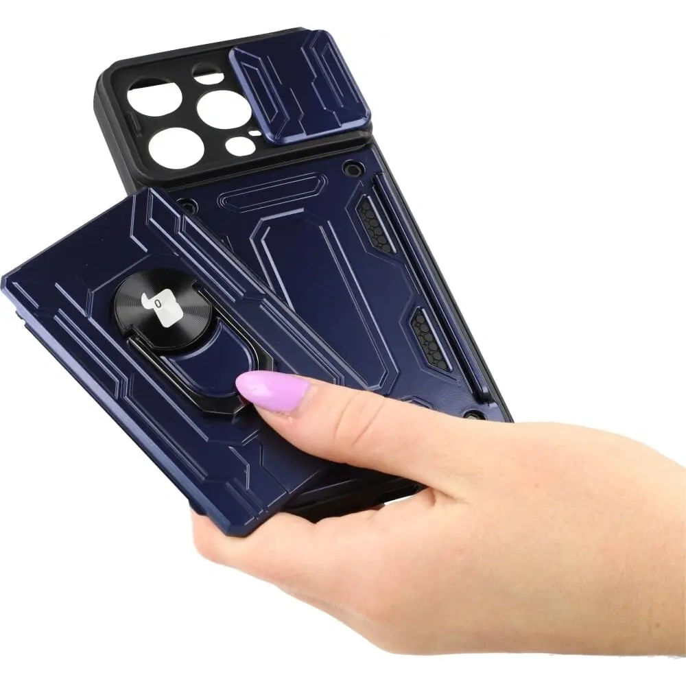 Wholesale Bizon Case Camshield Card Slot Ring Apple iPhone 14 Pro navy blue - BIZ241 - {ean13} - Hurt