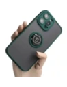 Etui z uchwytem na palec Bizon Case Hybrid Ring do Apple iPhone 14 Pro Max zakouřené s tmavě zeleným rámečkem