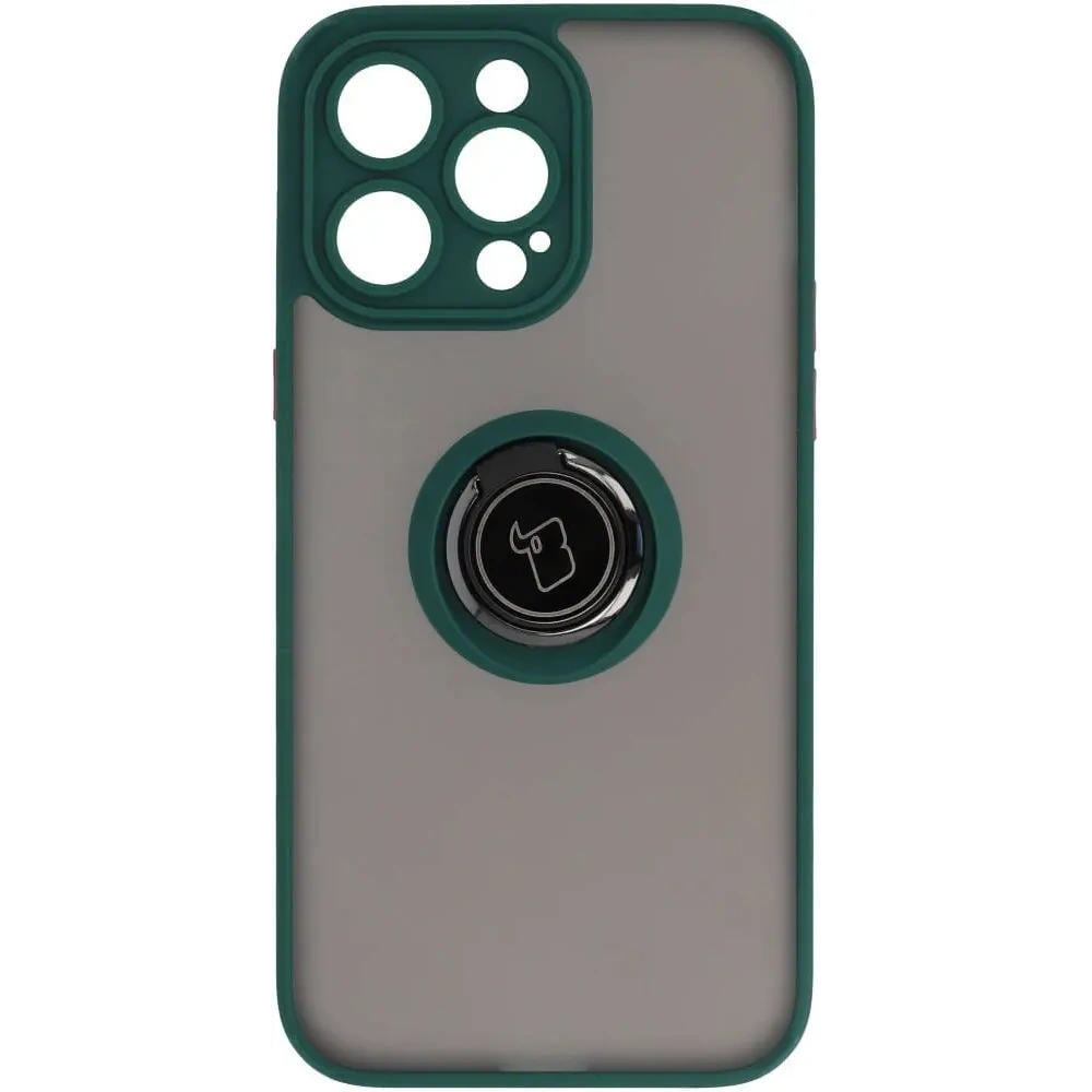 Wholesale Bizon Case Hybrid Ring Apple iPhone 14 Pro Max smoky with a dark green frame - BIZ256 - {ean13} - Hurt