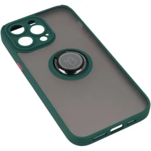 Wholesale Bizon Case Hybrid Ring Apple iPhone 14 Pro Max smoky with a dark green frame - BIZ256 - {ean13} - Hurt