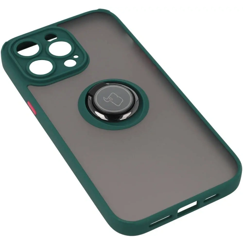 Wholesale Bizon Case Hybrid Ring Apple iPhone 14 Pro Max smoky with a dark green frame - BIZ256 - {ean13} - Hurt