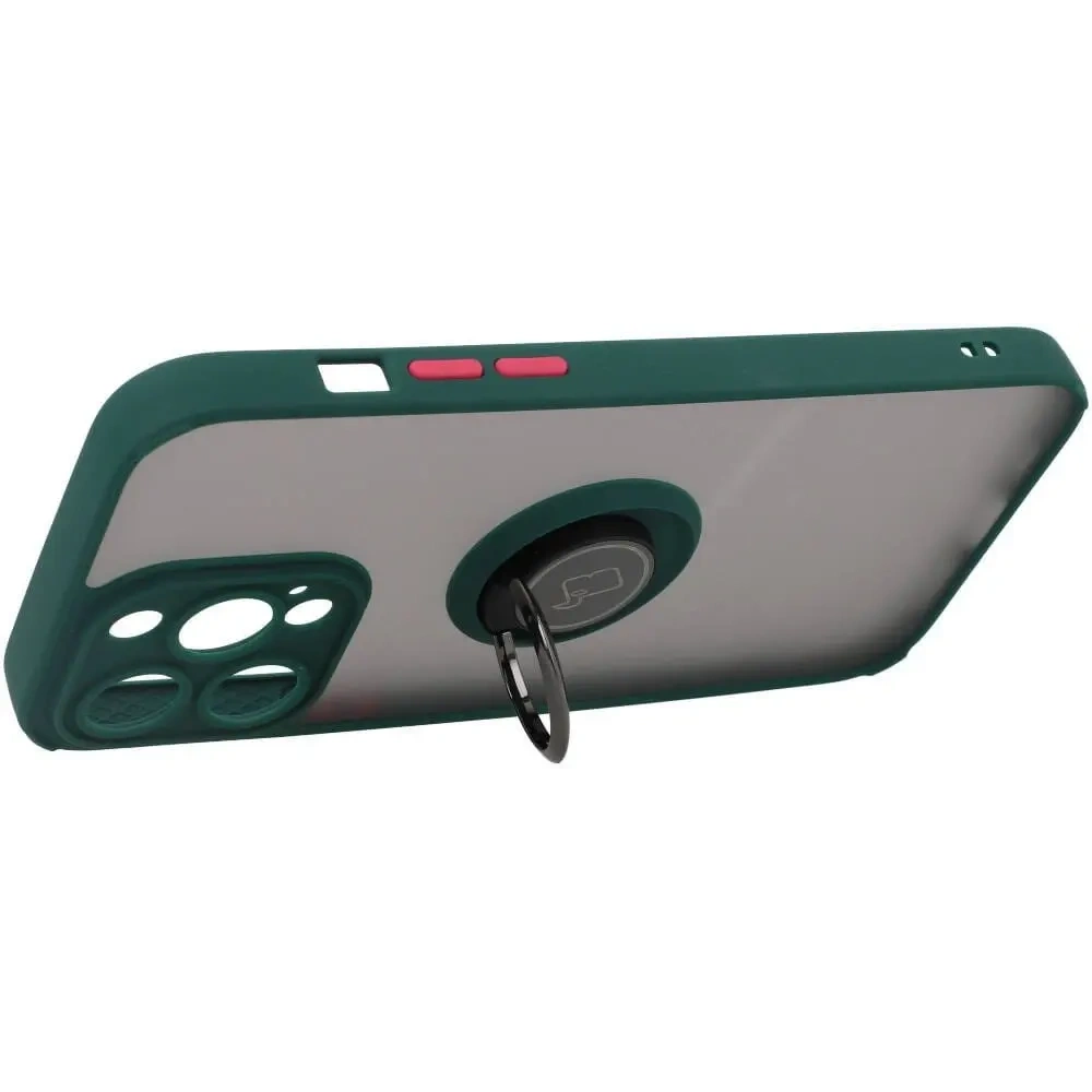 Wholesale Bizon Case Hybrid Ring Apple iPhone 14 Pro Max smoky with a dark green frame - BIZ256 - {ean13} - Hurt