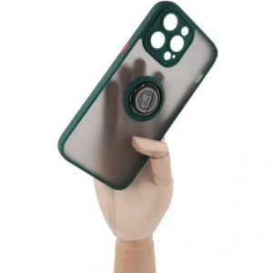 Wholesale Bizon Case Hybrid Ring Apple iPhone 14 Pro Max smoky with a dark green frame - BIZ256 - {ean13} - Hurt