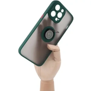 Wholesale Bizon Case Hybrid Ring Apple iPhone 14 Pro Max smoky with a dark green frame - BIZ256 - {ean13} - Hurt
