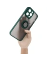 Wholesale Bizon Case Hybrid Ring Apple iPhone 14 Pro Max smoky with a dark green frame - BIZ256 - {ean13} - Hurt