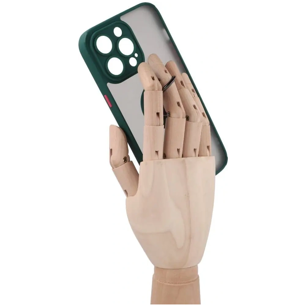 Wholesale Bizon Case Hybrid Ring Apple iPhone 14 Pro Max smoky with a dark green frame - BIZ256 - {ean13} - Hurt