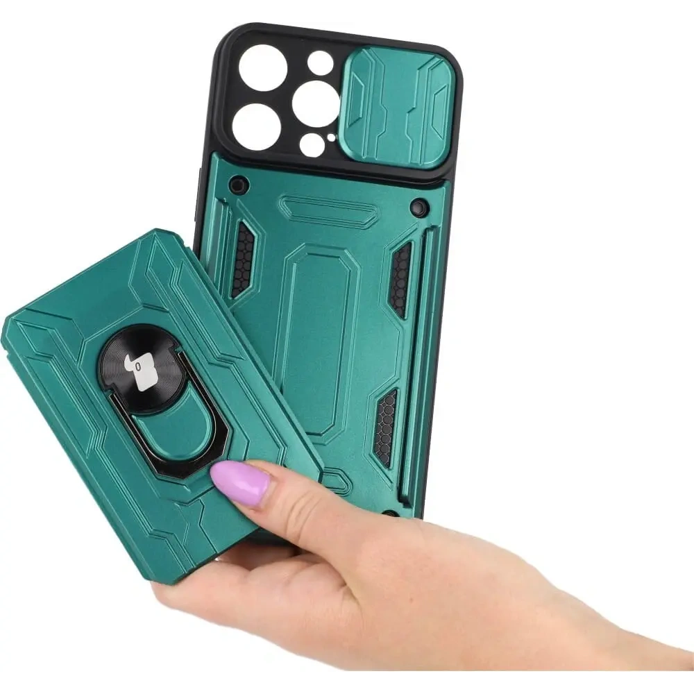 Hurtownia GSM - Etui Bizon Case Camshield Card Slot Ring do Apple iPhone 14 Pro Max zelené - BIZ257 - {ean13} - Hurt