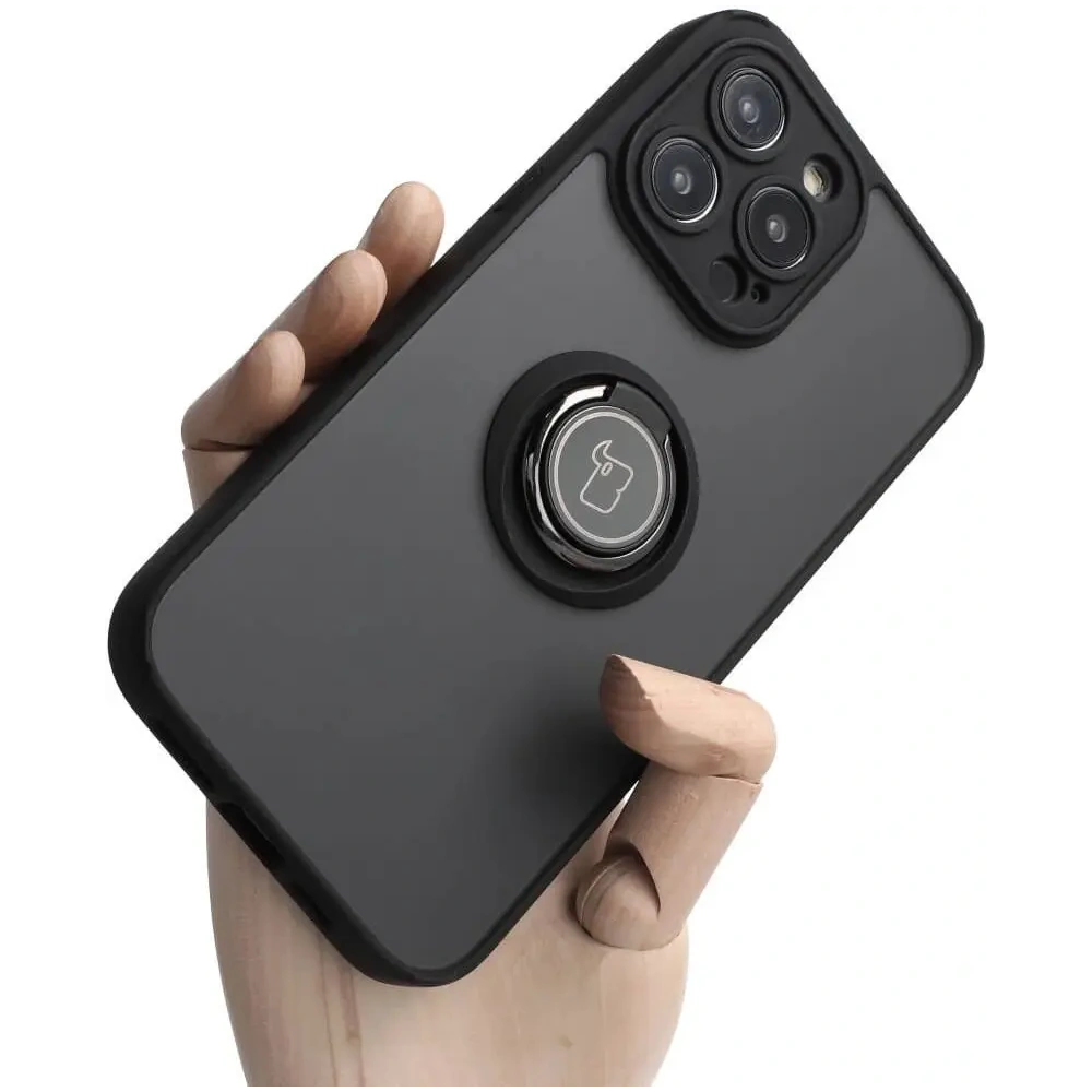 Hurtownia GSM - Etui z uchwytem na palec Bizon Case Hybrid Ring do Apple iPhone 14 Pro Max kouřové s černým rámečkem - BIZ259 - {ean13} - Hurt