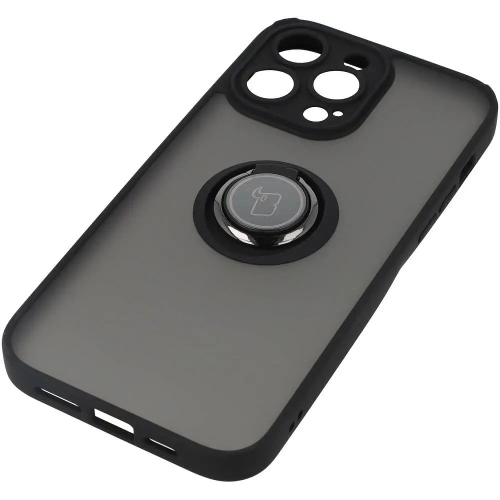 Hurtownia GSM - Etui z uchwytem na palec Bizon Case Hybrid Ring do Apple iPhone 14 Pro Max kouřové s černým rámečkem - BIZ259 - {ean13} - Hurt