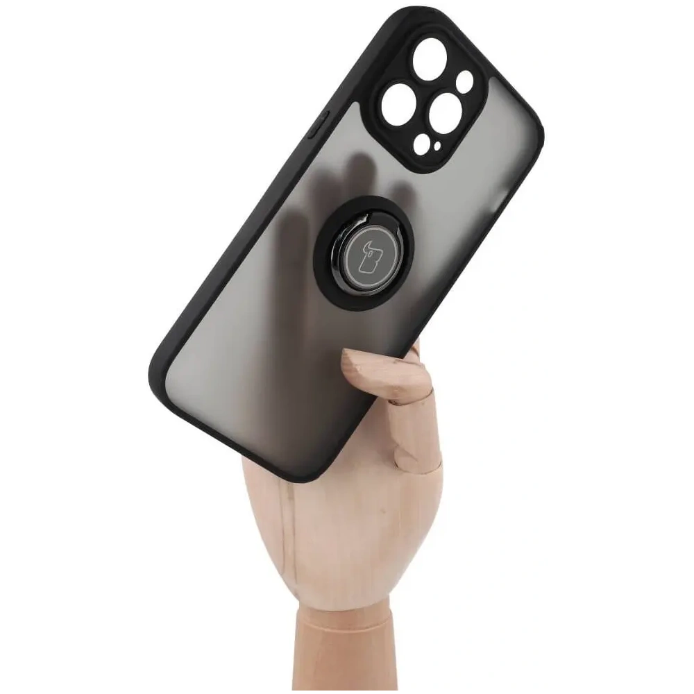 Hurtownia GSM - Etui z uchwytem na palec Bizon Case Hybrid Ring do Apple iPhone 14 Pro Max kouřové s černým rámečkem - BIZ259 - {ean13} - Hurt