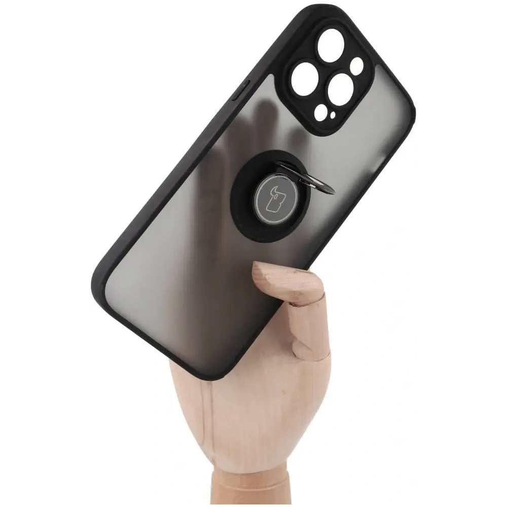 Hurtownia GSM - Etui z uchwytem na palec Bizon Case Hybrid Ring do Apple iPhone 14 Pro Max kouřové s černým rámečkem - BIZ259 - {ean13} - Hurt