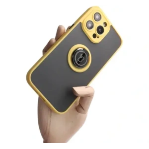 Wholesale Bizon Case Hybrid Ring Apple iPhone 14 Pro Max smoky with a yellow frame - BIZ260 - {ean13} - Hurt