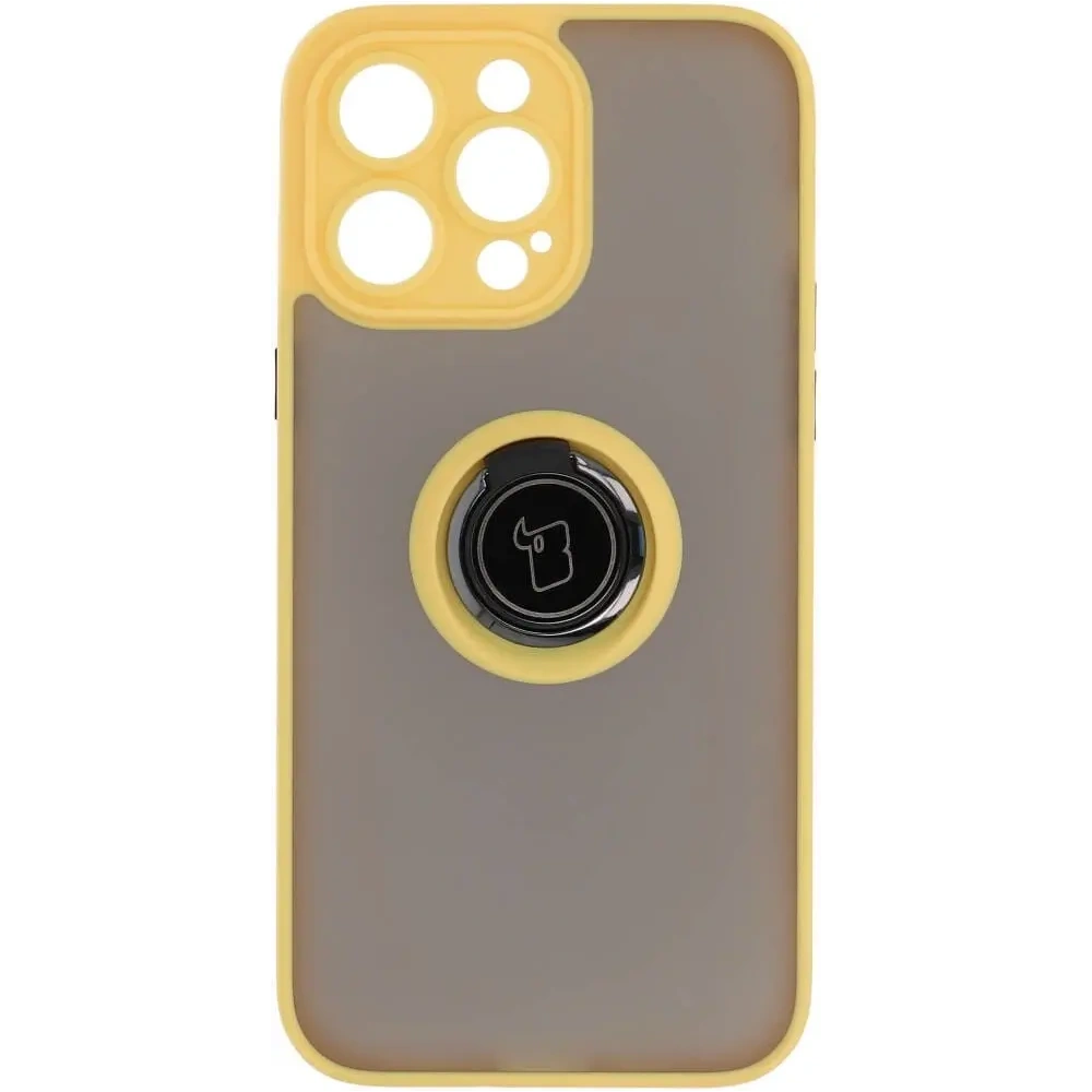 Wholesale Bizon Case Hybrid Ring Apple iPhone 14 Pro Max smoky with a yellow frame - BIZ260 - {ean13} - Hurt