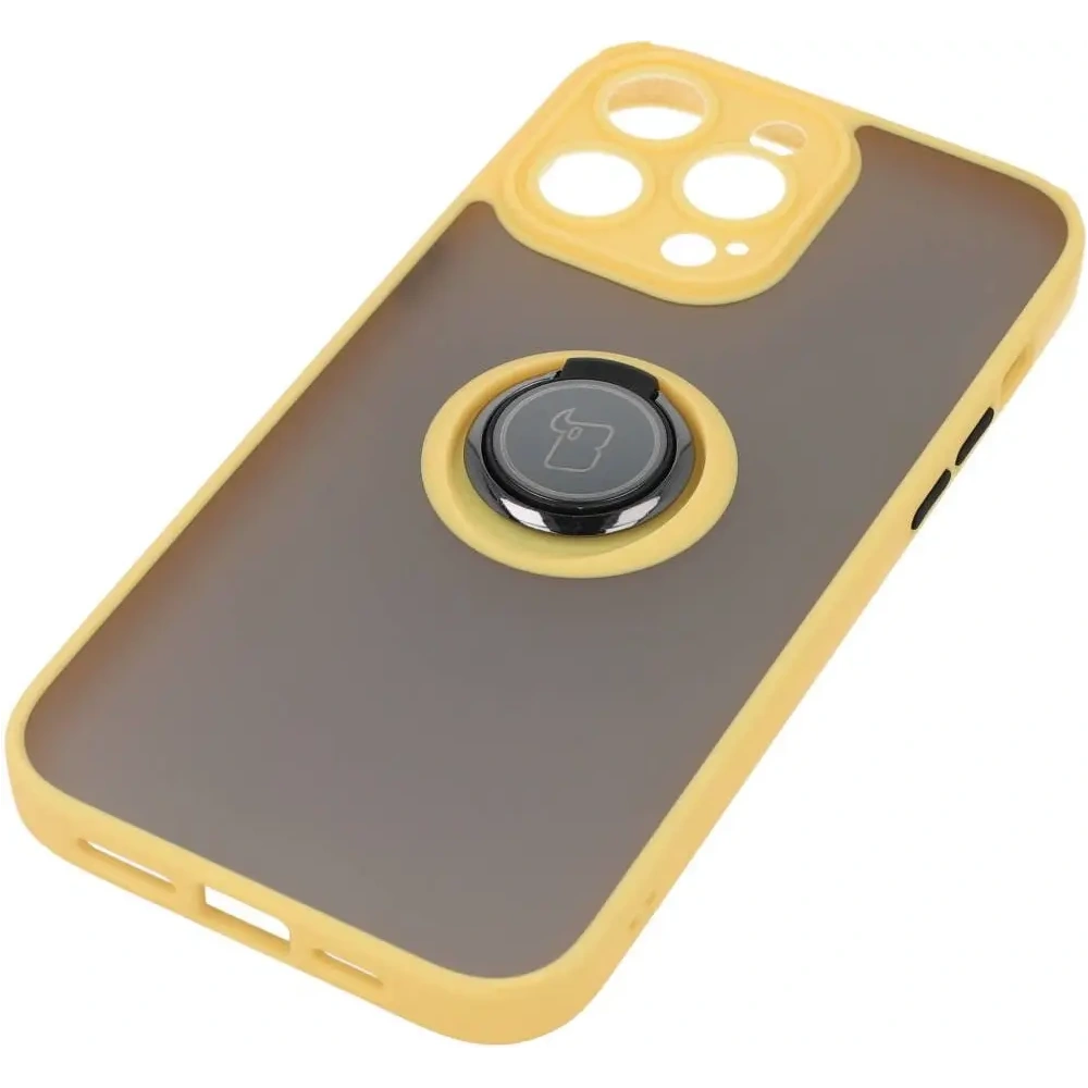 Wholesale Bizon Case Hybrid Ring Apple iPhone 14 Pro Max smoky with a yellow frame - BIZ260 - {ean13} - Hurt