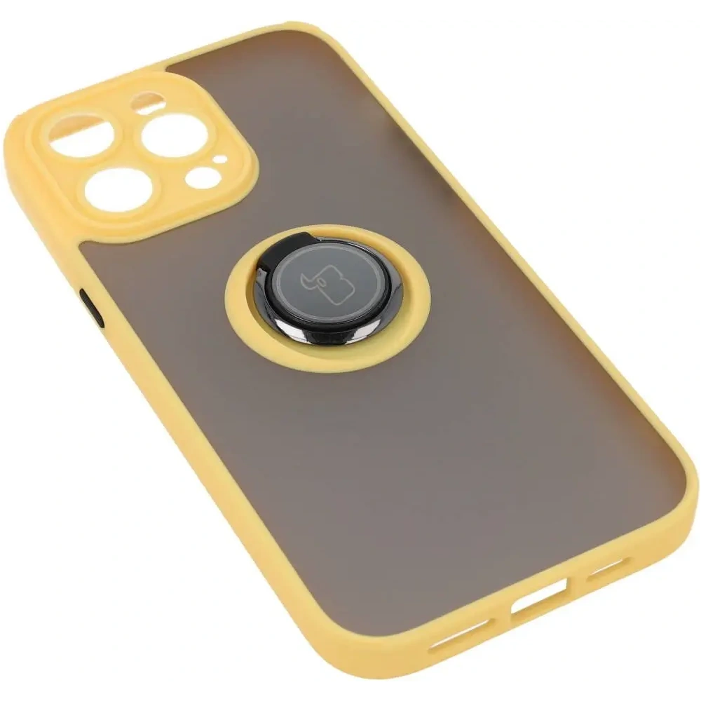 Wholesale Bizon Case Hybrid Ring Apple iPhone 14 Pro Max smoky with a yellow frame - BIZ260 - {ean13} - Hurt