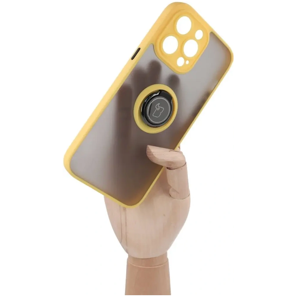 Wholesale Bizon Case Hybrid Ring Apple iPhone 14 Pro Max smoky with a yellow frame - BIZ260 - {ean13} - Hurt