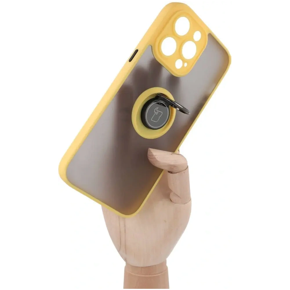 Wholesale Bizon Case Hybrid Ring Apple iPhone 14 Pro Max smoky with a yellow frame - BIZ260 - {ean13} - Hurt