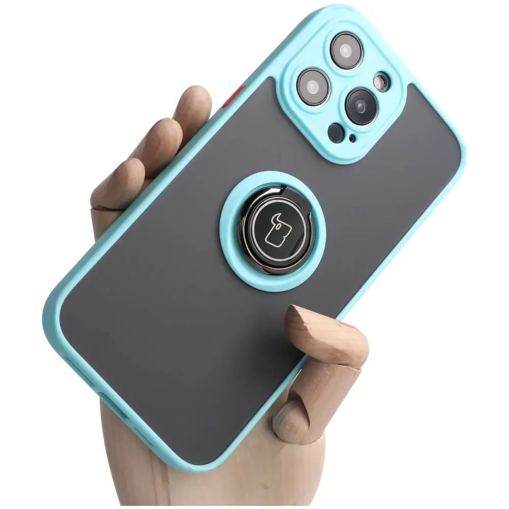 Hurtownia GSM - Bizon Case Hybrid Ring Apple iPhone 14 Pro Max rauchig mit einem hellblauen Rahmen - BIZ261 - {ean13} - Hurt