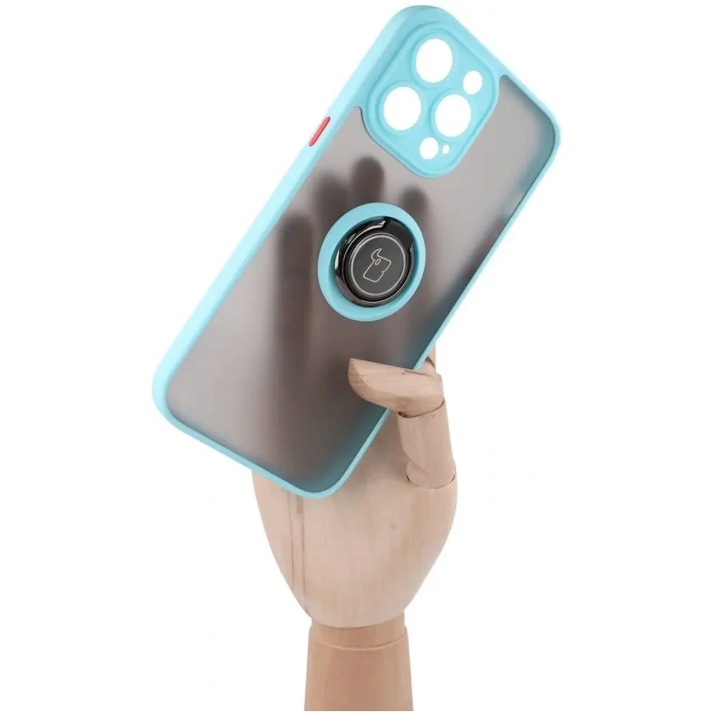 Hurtownia GSM - Bizon Case Hybrid Ring Apple iPhone 14 Pro Max rauchig mit einem hellblauen Rahmen - BIZ261 - {ean13} - Hurt