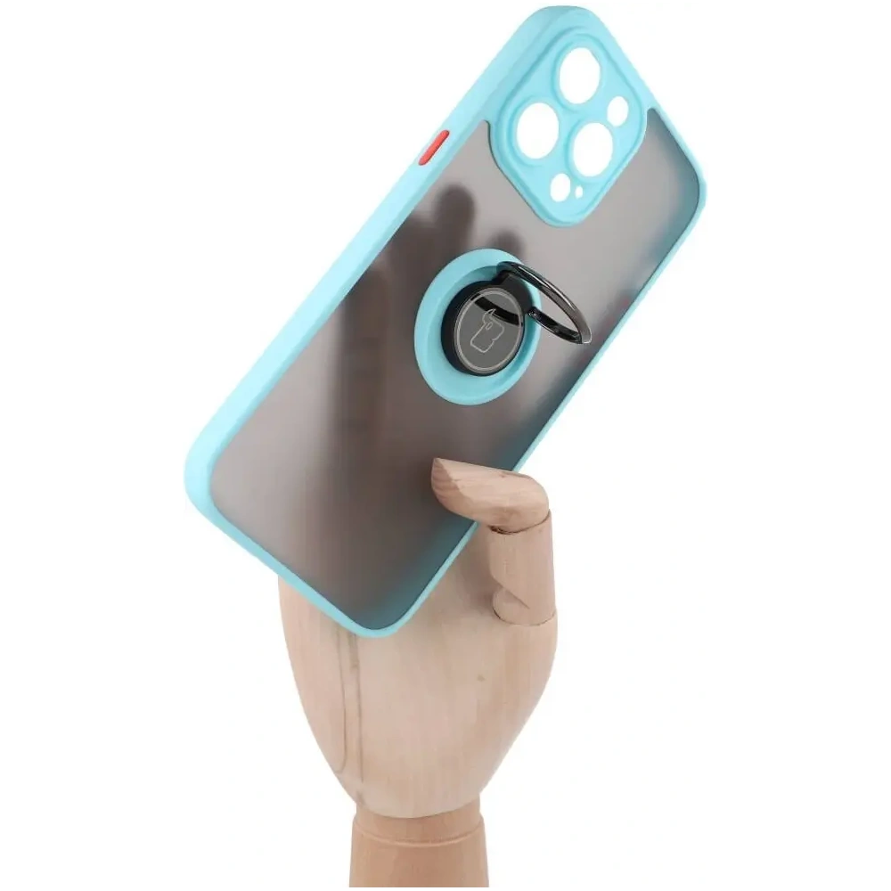 Hurtownia GSM - Bizon Case Hybrid Ring Apple iPhone 14 Pro Max rauchig mit einem hellblauen Rahmen - BIZ261 - {ean13} - Hurt