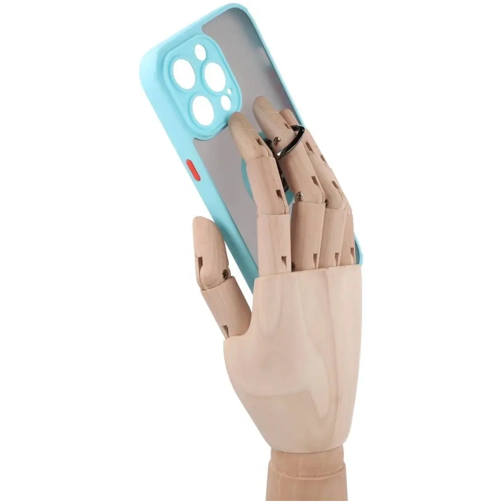 Wholesale Bizon Case Hybrid Ring Apple iPhone 14 Pro Max smoky with a light blue frame - BIZ261 - {ean13} - Hurt