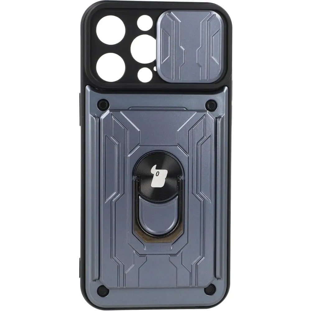 Hurtownia GSM - Bizon Case Camshield Slot pentru Card Ring Apple iPhone 14 Pro Max gri - BIZ262 - {ean13} - Hurt