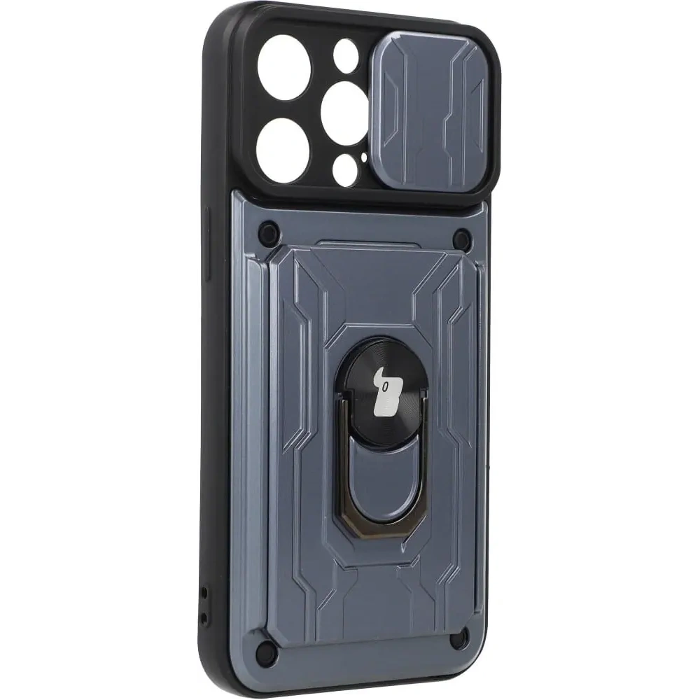 Hurtownia GSM - Bizon Case Camshield Slot pentru Card Ring Apple iPhone 14 Pro Max gri - BIZ262 - {ean13} - Hurt