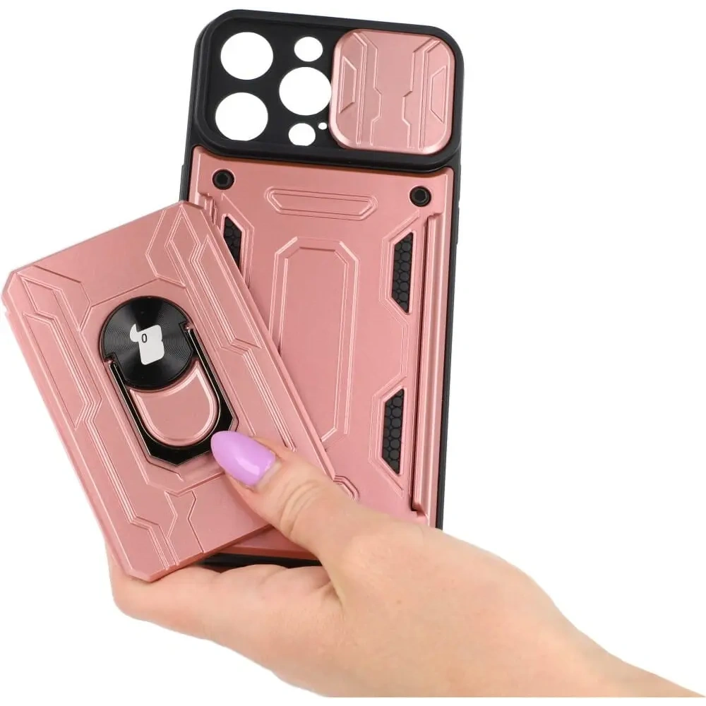 Wholesale Bizon Case Camshield Card Slot Ring Apple iPhone 14 Pro Max light pink - BIZ263 - {ean13} - Hurt