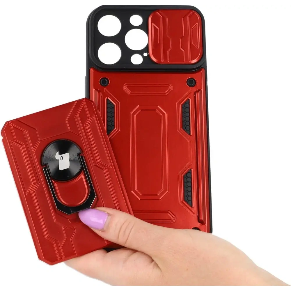 Wholesale Bizon Case Camshield Card Slot Ring Apple iPhone 14 Pro Max red - BIZ264 - {ean13} - Hurt