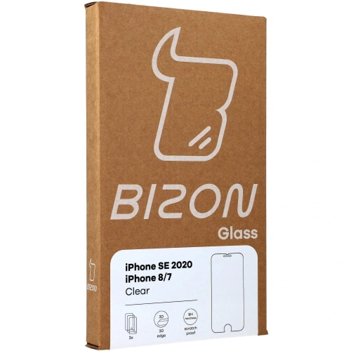 Szkło hartowane Bizon Glass Clear - 3 szt. + obiektyw Apple iPhone SE 2022/2020 8/7