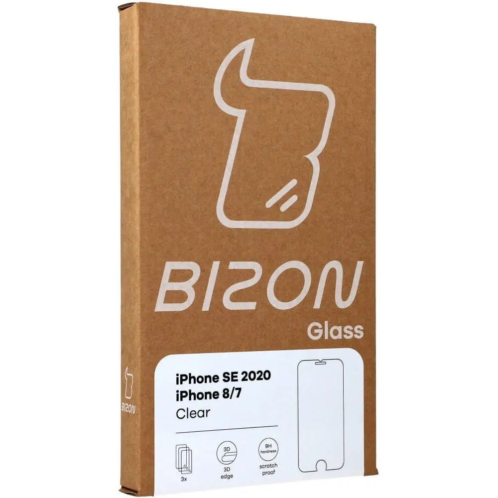 Hurtownia GSM - Bizon üveg Átlátszó edzett üveg - 3 db. + lencse üveg Apple iPhone SE 2022/2020 8/7 - BIZ275 - {ean13} - Hurt