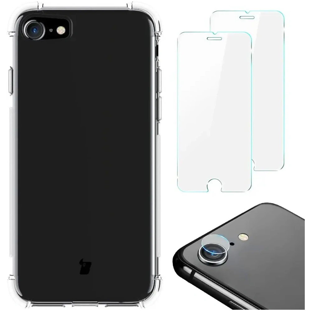 Hurtownia GSM - Bizon Case Clear Pack Hülle + 2x Schutzglas + Linsenglas Apple iPhone SE 2022/2020 8/7 klar - BIZ276 - {ean13} - Hurt