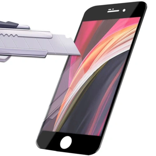 Szkło hartowane Bizon Glass Edge - [2 PACK] + ochrona na obiektyw Apple iPhone SE 2022/2020 8/7 czarne